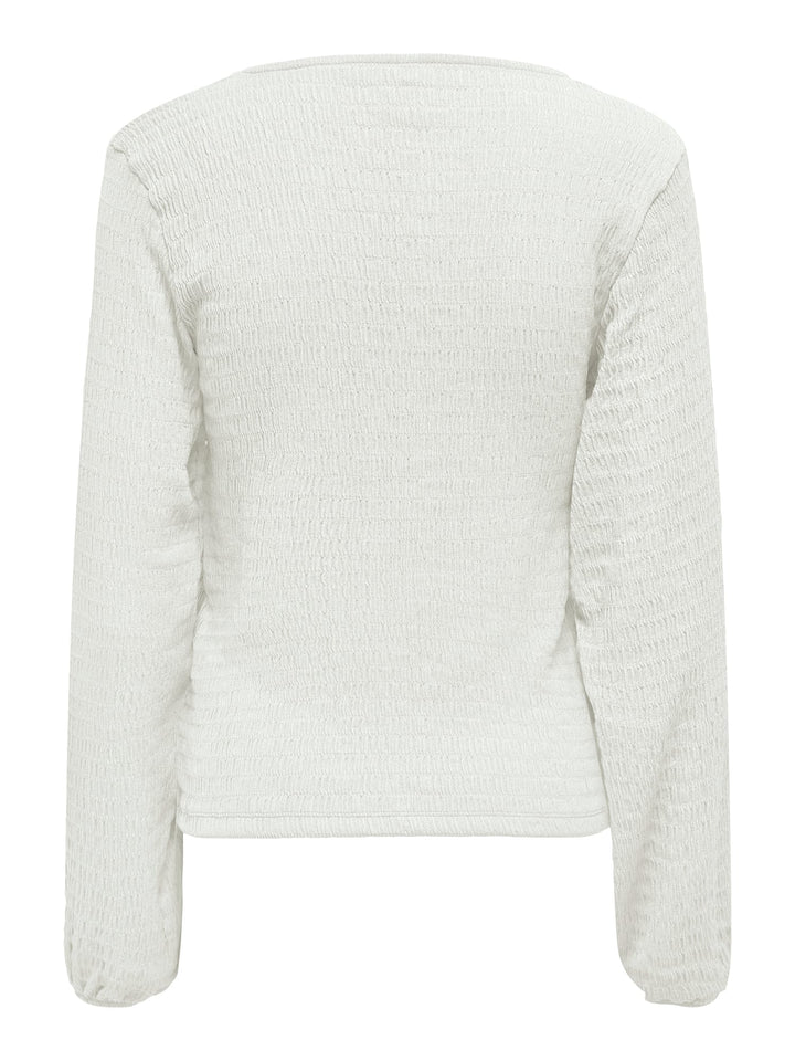 Only ONLMADELINA L/S V-Neck Top – dames - Off-white