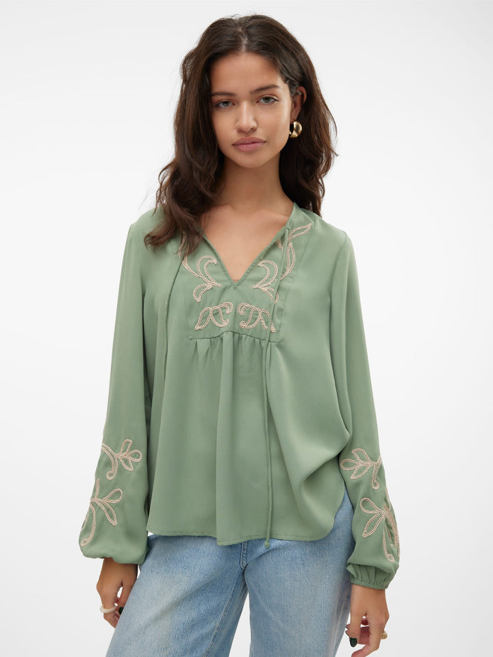 VERO MODA 10306639 Nora top l/m dames - olijf