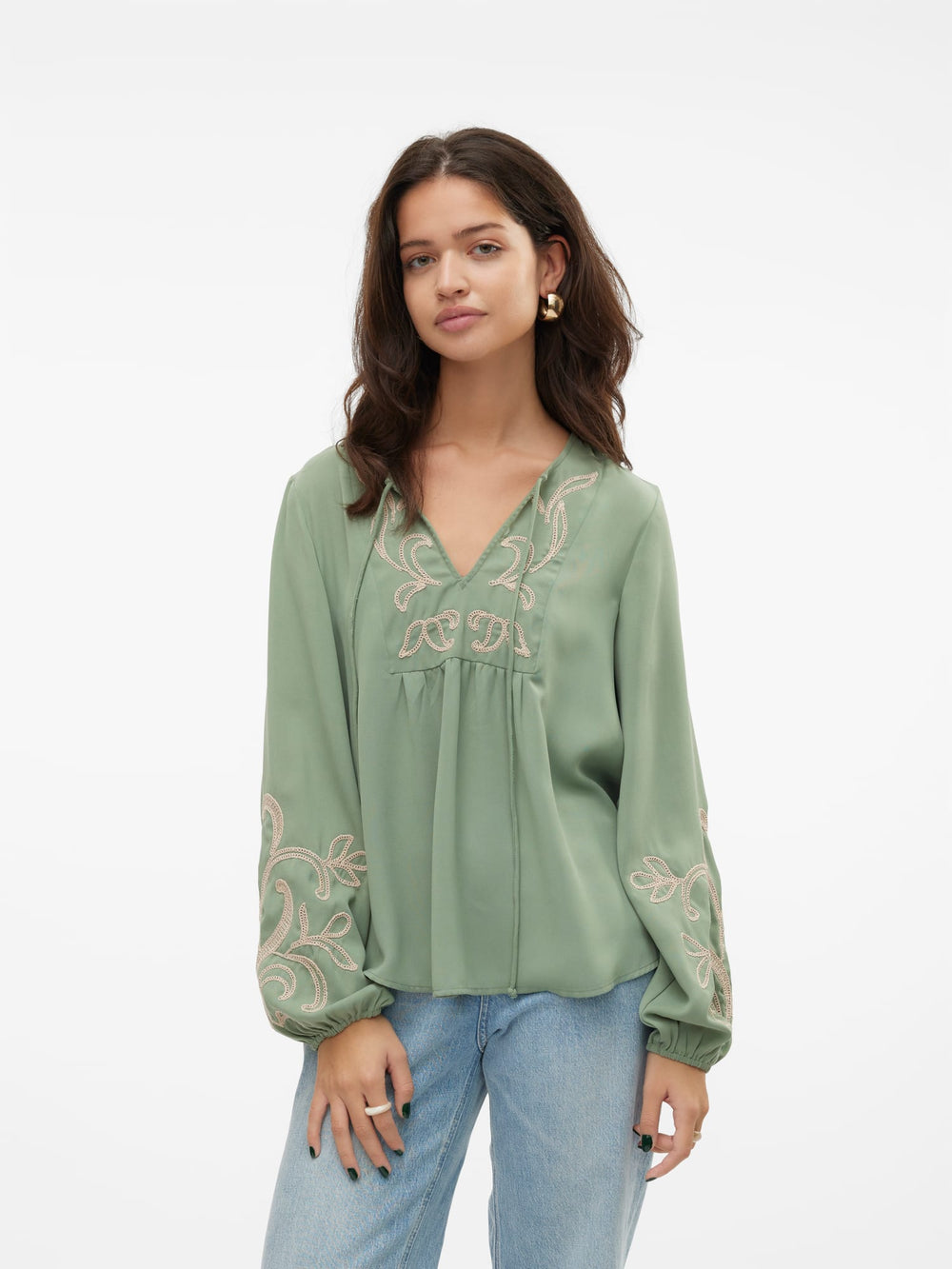 VERO MODA 10306639 Nora top l/m dames - olijf