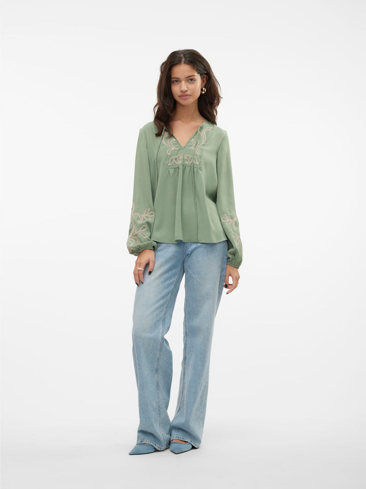 VERO MODA 10306639 Nora top l/m dames - olijf