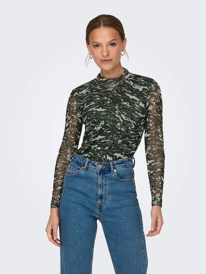 Only Erica top groen dessin – dames
