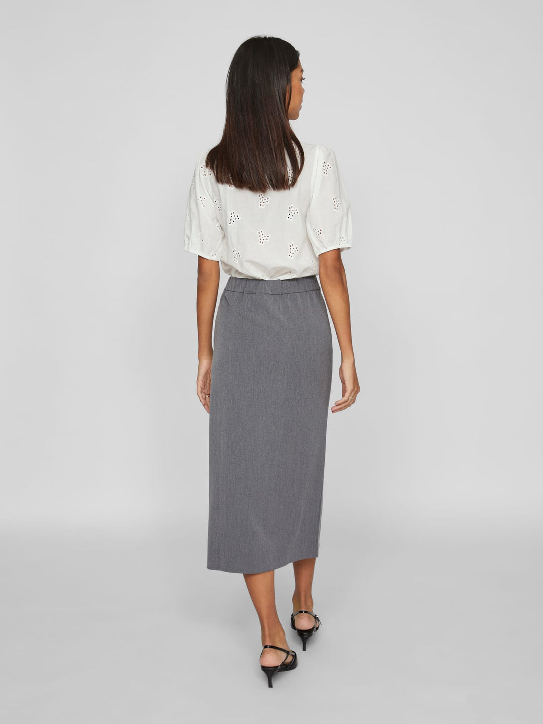 Vila VIVARONE HW midi rok grijs melee – dames