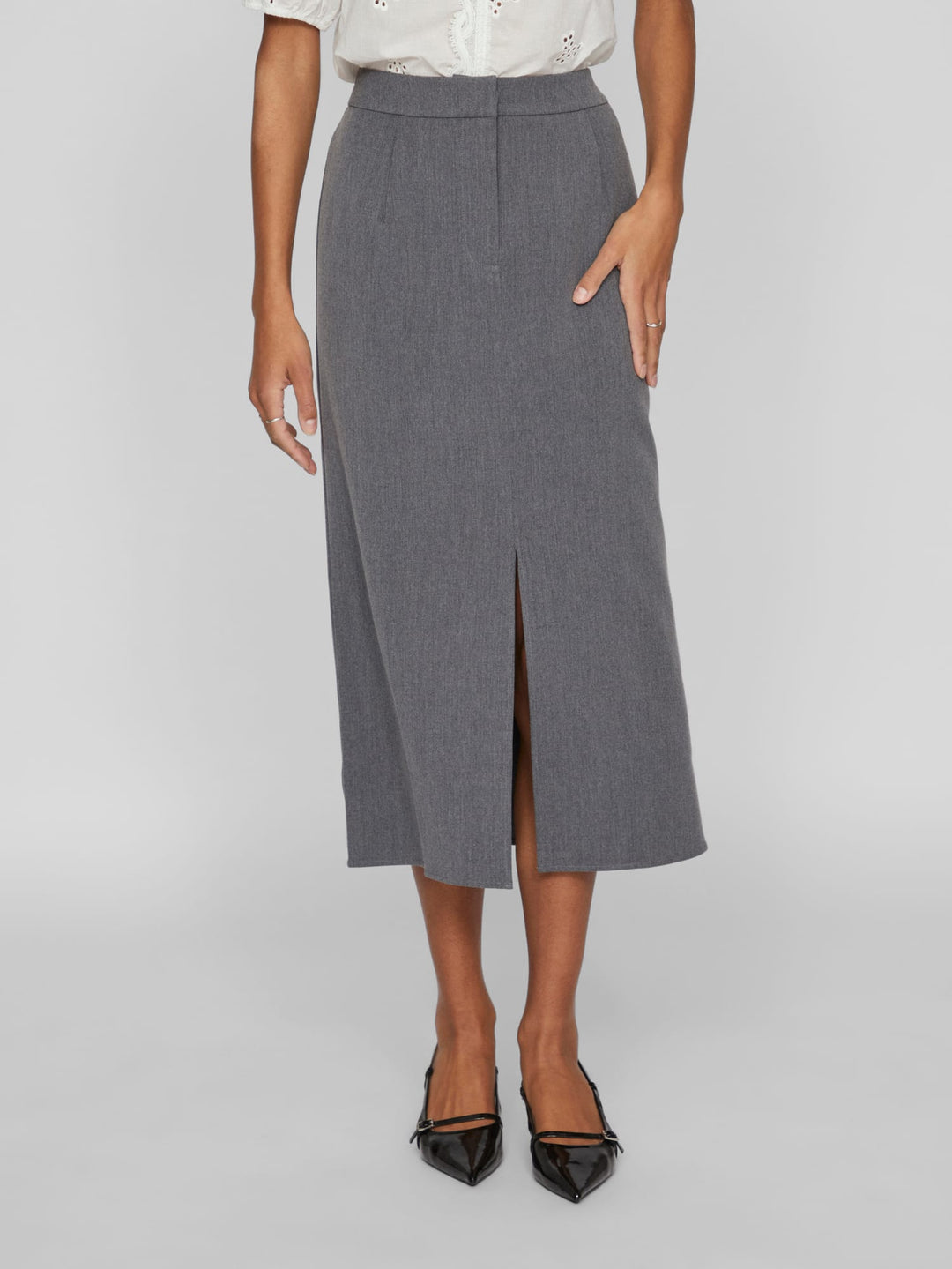 Vila VIVARONE HW midi rok grijs melee – dames