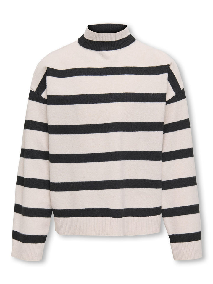 Kids Only KOGAMA LS STRIPE LOOSE HIGHNECK KNT – meisjes trui - Zand Dessin