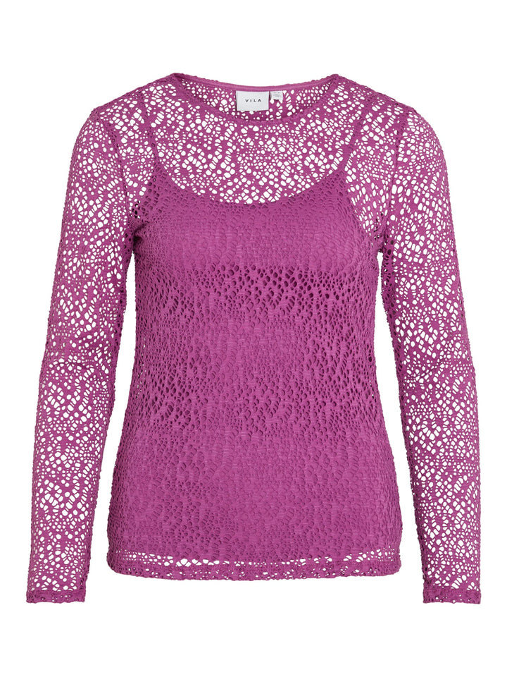 Vila VICARSA L/S LACE TOP paars – dames top