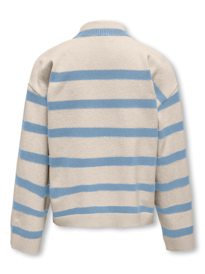 Kids Only KOGAMA LS STRIPE LOOSE HIGHNECK KNT – meisjes trui - Zand Dessin
