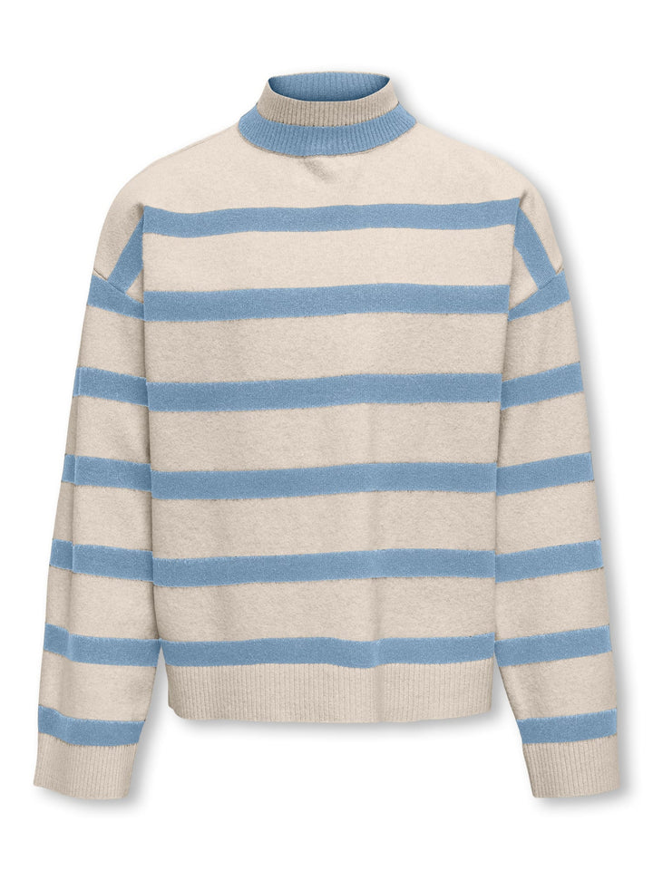 Kids Only KOGAMA LS STRIPE LOOSE HIGHNECK KNT – meisjes trui - Zand Dessin