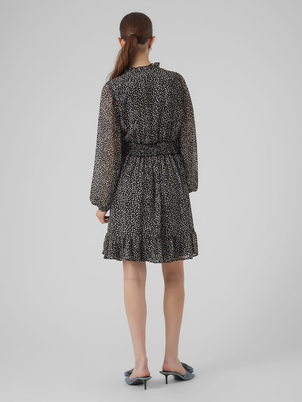 VERO MODA 10297968 Holly – korte jurk dames - Zwart Dessin