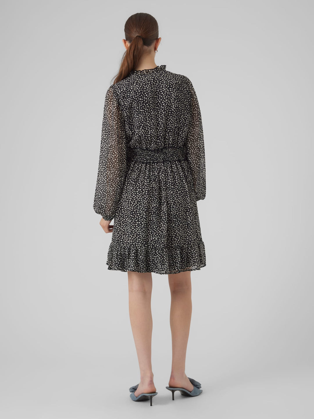 VERO MODA 10297968 Holly – korte jurk dames - Zwart Dessin