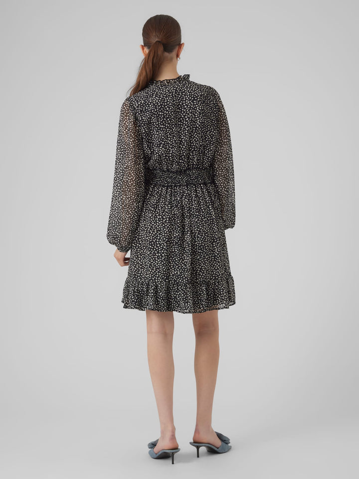 VERO MODA 10297968 Holly – korte jurk dames - Zwart Dessin