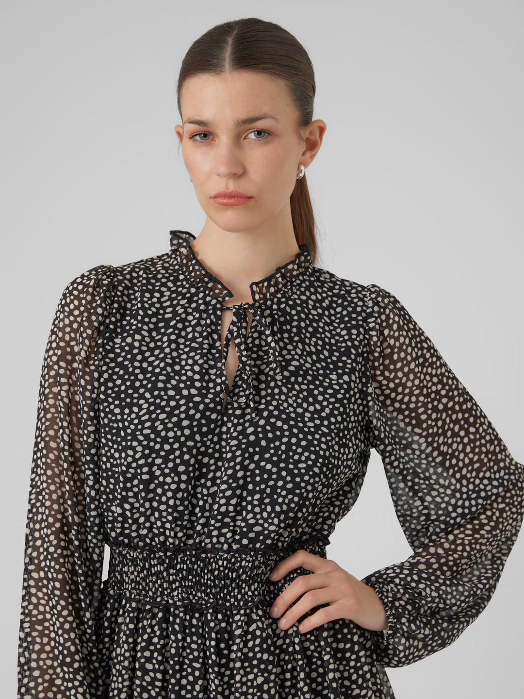 VERO MODA 10297968 Holly – korte jurk dames - Zwart Dessin
