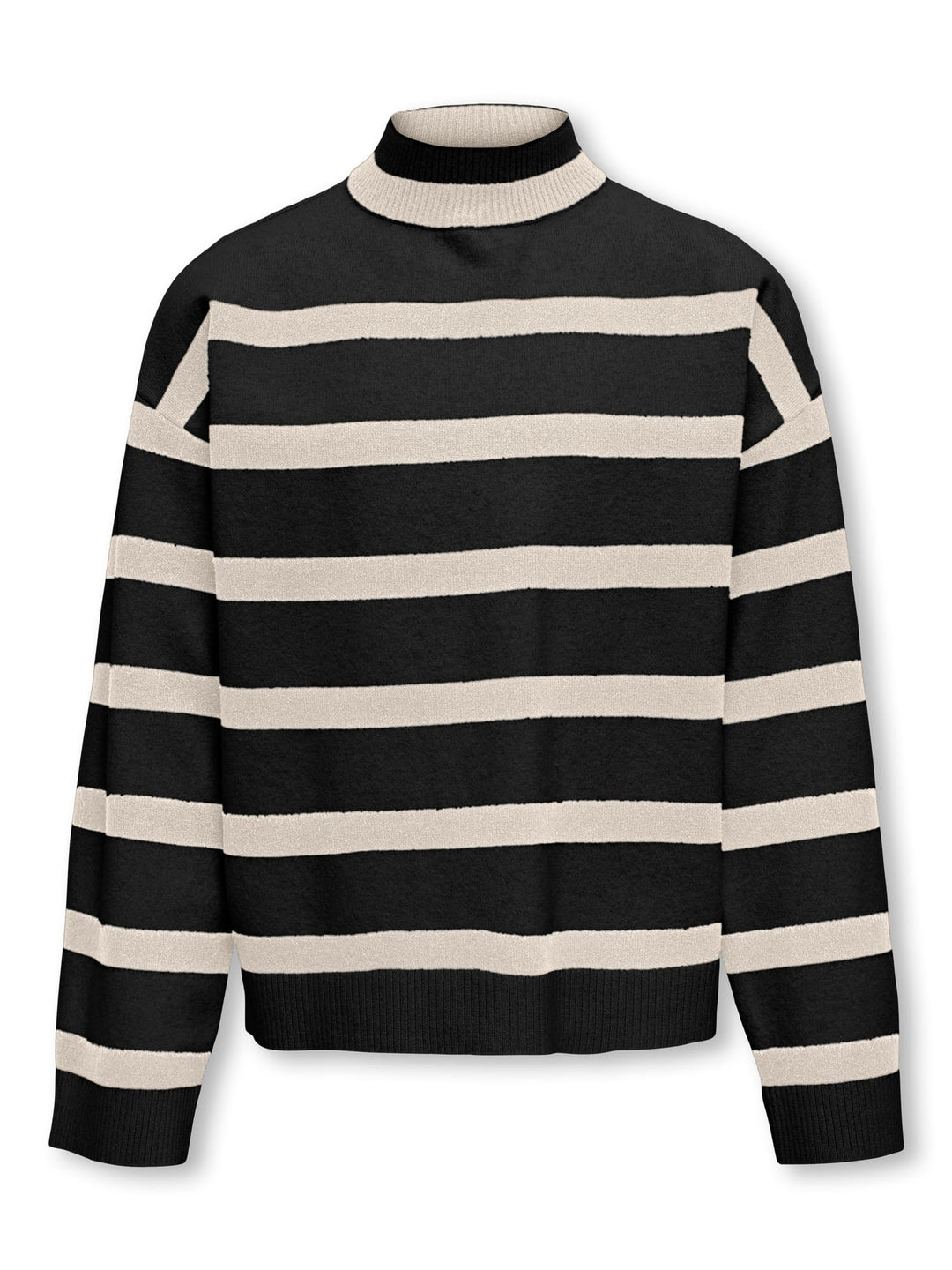 Kids Only KOGAMA LS STRIPE LOOSE HIGHNECK KNT – trui meisjes - Zwart Dessin