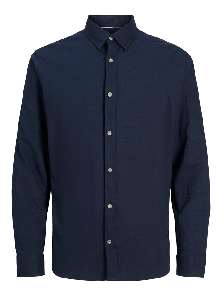 Jack & Jones JJPIERRE SLUB SHIRT LS – heren overhemd - Navy