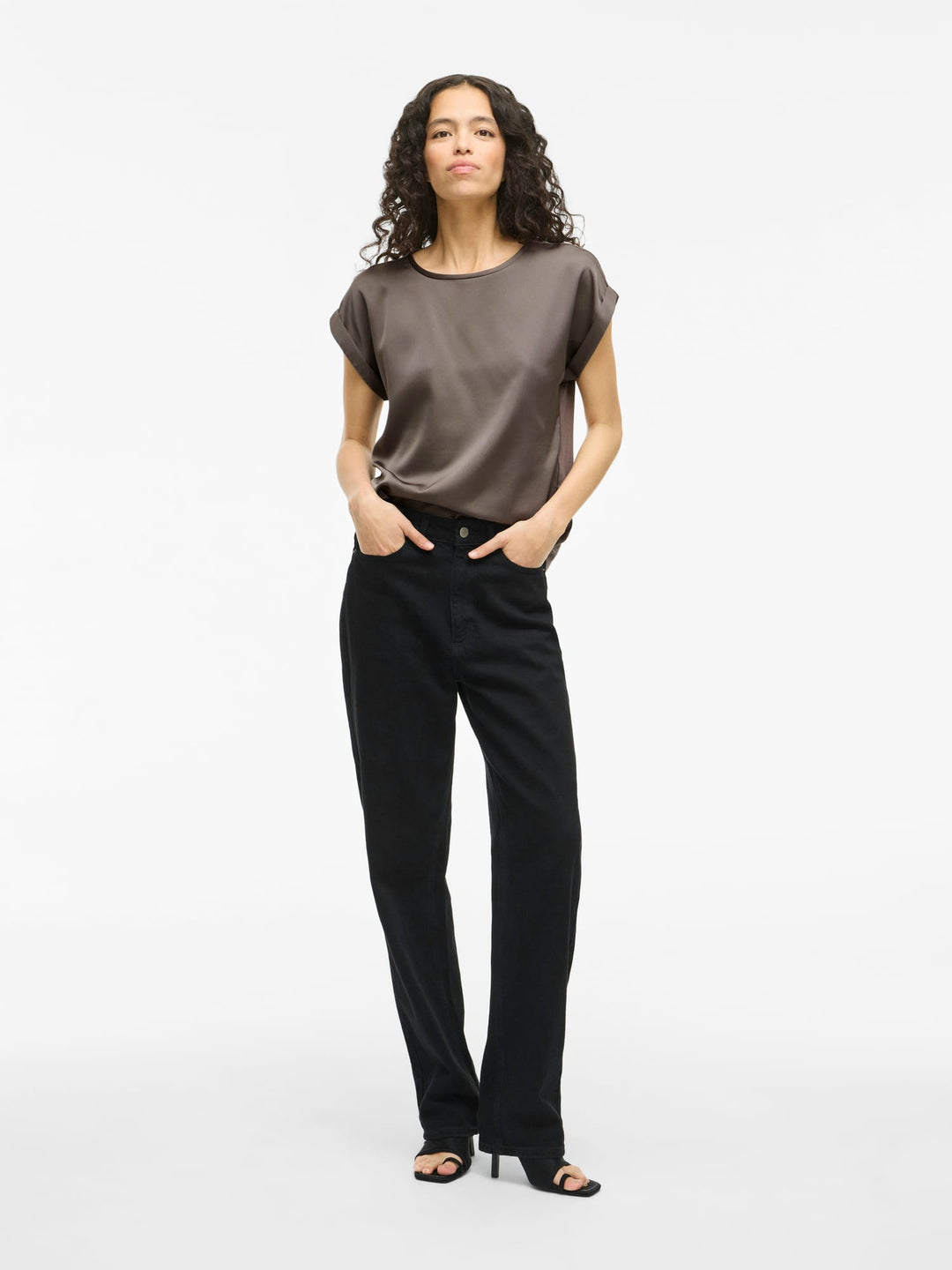 Vila 14059563 Elette top k/m taupe