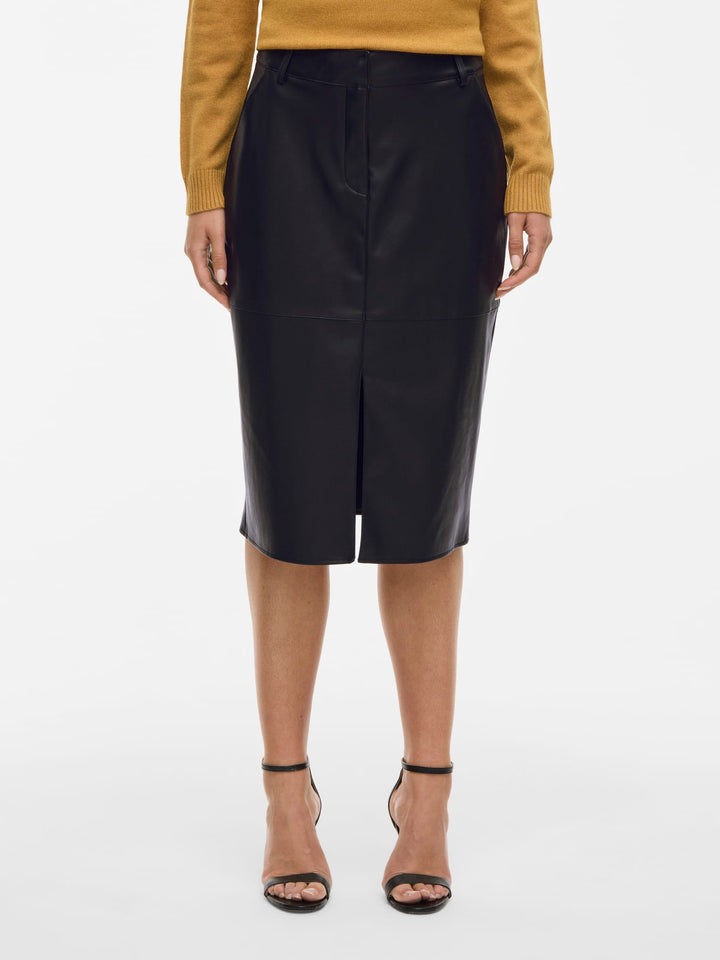 Vila Dagmar midi leren rok zwart – dames