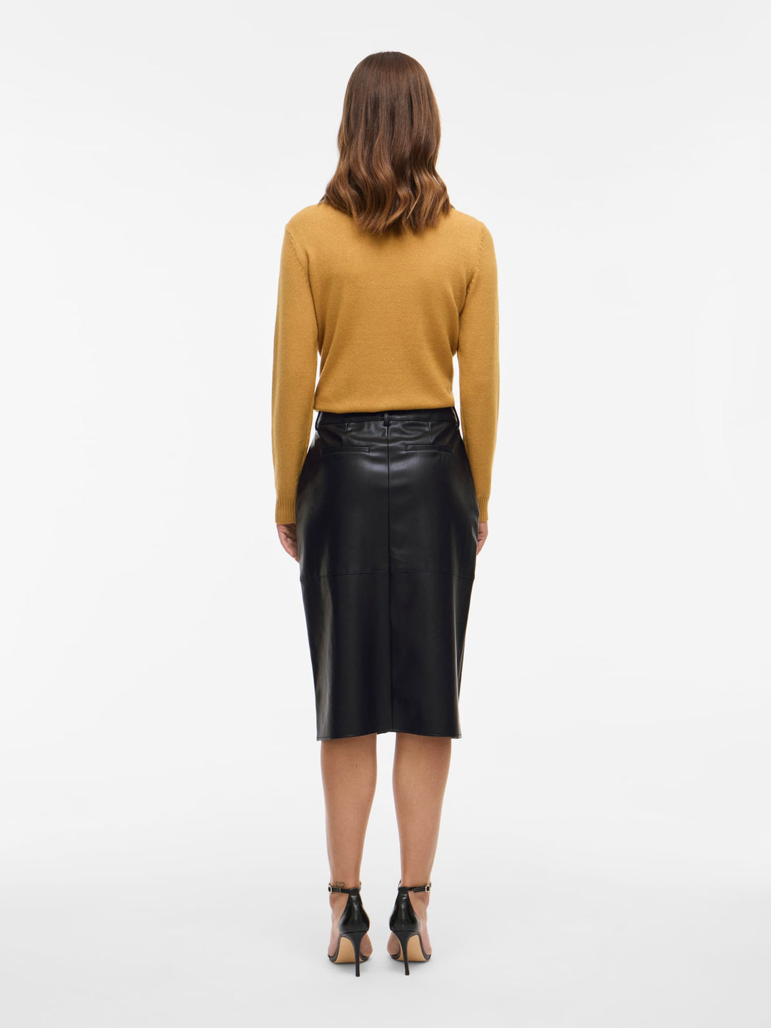 Vila Dagmar midi leren rok zwart – dames