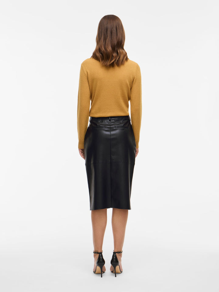 Vila Dagmar midi leren rok zwart – dames