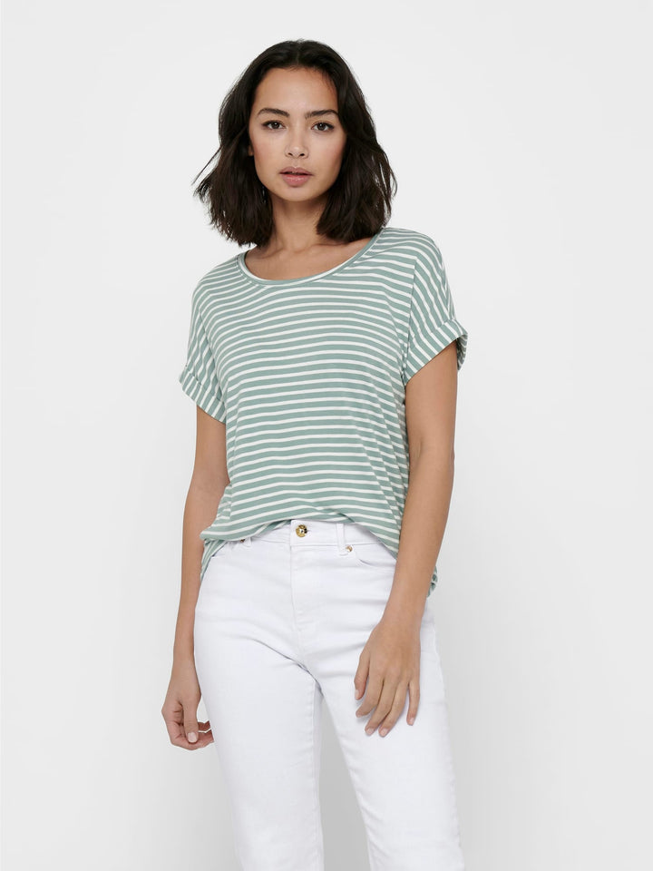 Only ONLMOSTER STRIPE T-shirt groen dessin – dames
