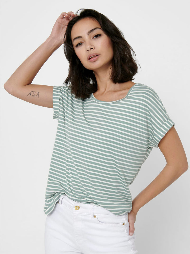 Only ONLMOSTER STRIPE T-shirt groen dessin – dames