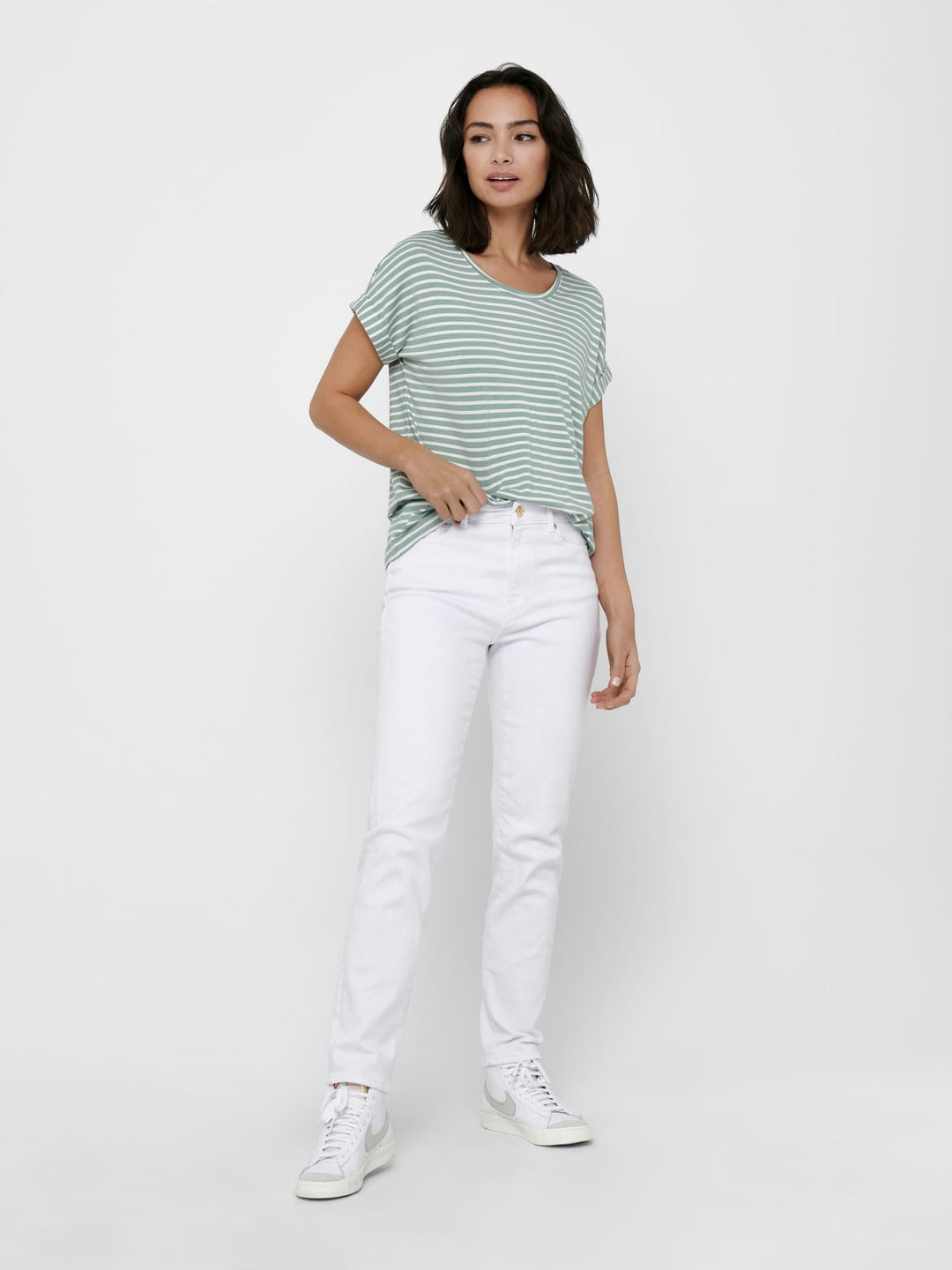 Only ONLMOSTER STRIPE T-shirt groen dessin – dames