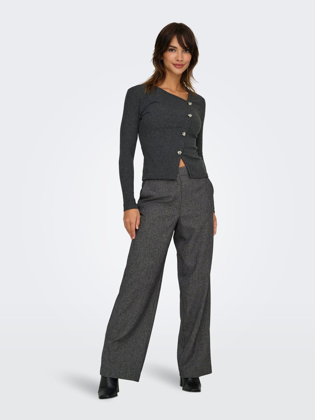 Jacqueline de Yong 15348978 Bloom lange broek antraciet - L32