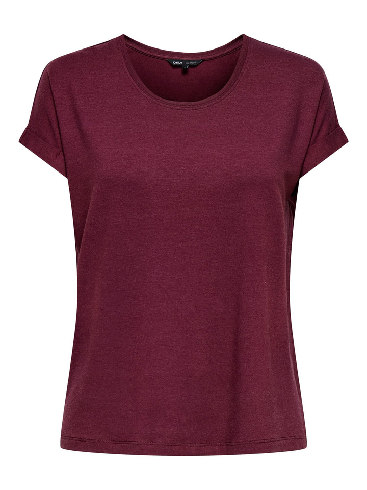 Only ONLMOSTER S/S O-NECK TOP NOOS JRS – dames t-shirt - Bordeaux