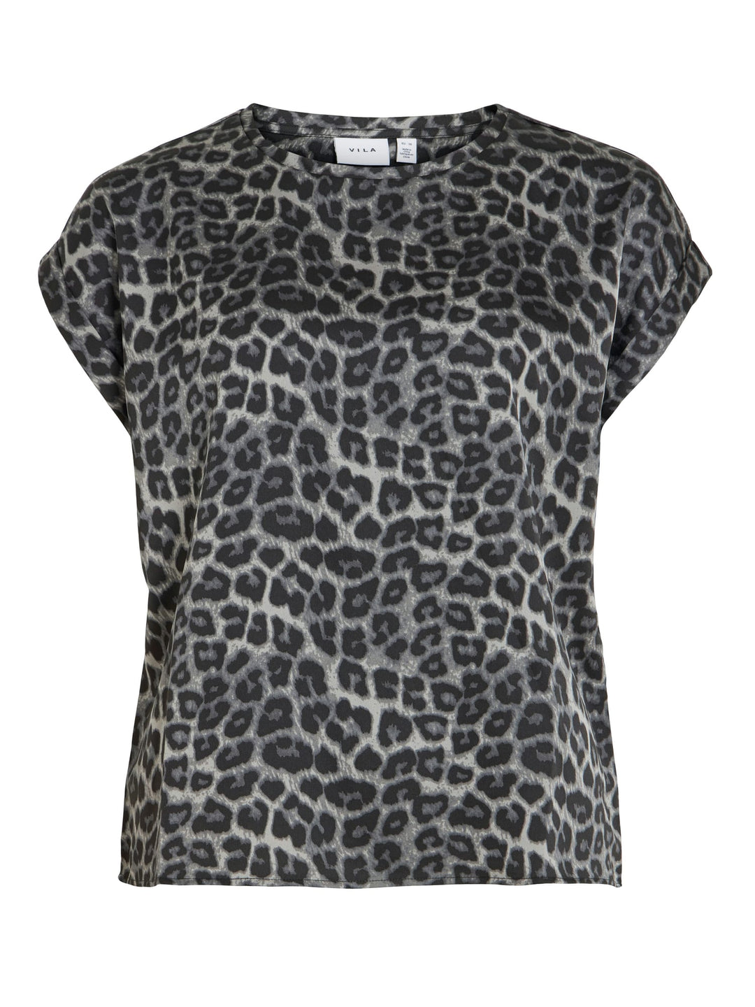 Vila 14109246 ellette t-shirt k/m dames grijs dessin
