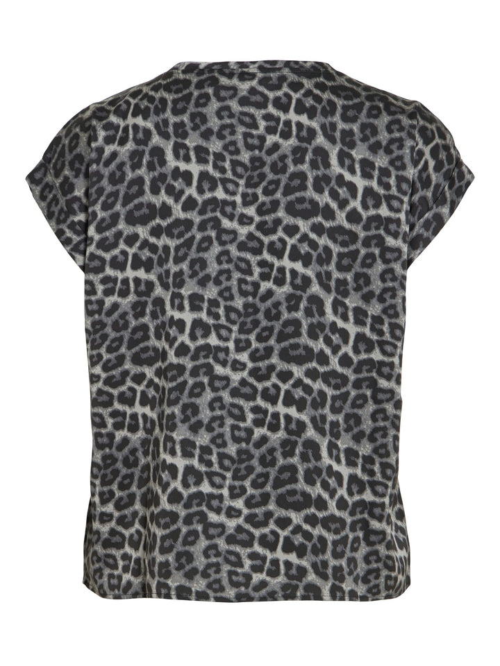 Vila 14109246 ellette t-shirt k/m dames grijs dessin
