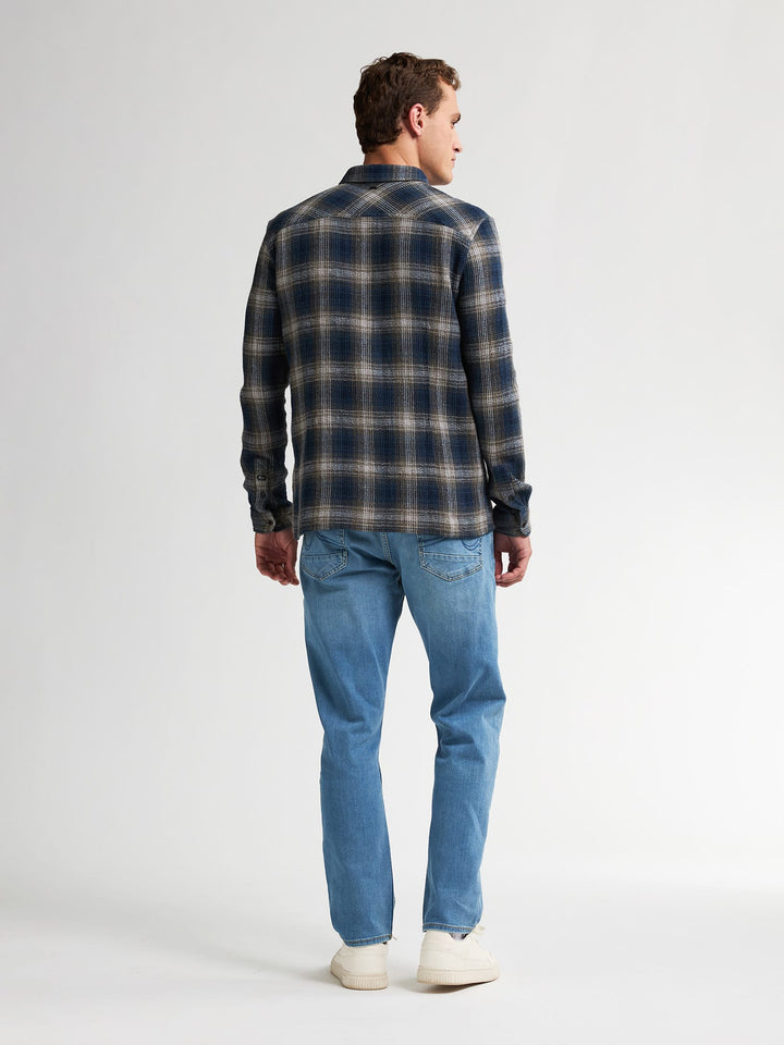 Petrol men M-3050-SIL422 overhemd l/m – heren - Blauw Dessin