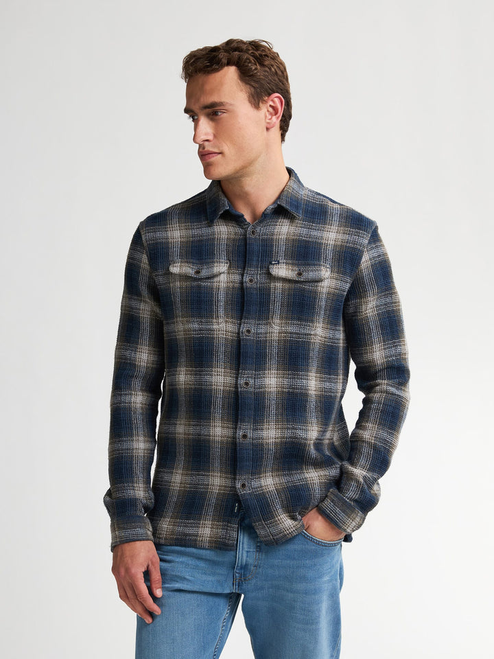 Petrol men M-3050-SIL422 overhemd l/m – heren - Blauw Dessin