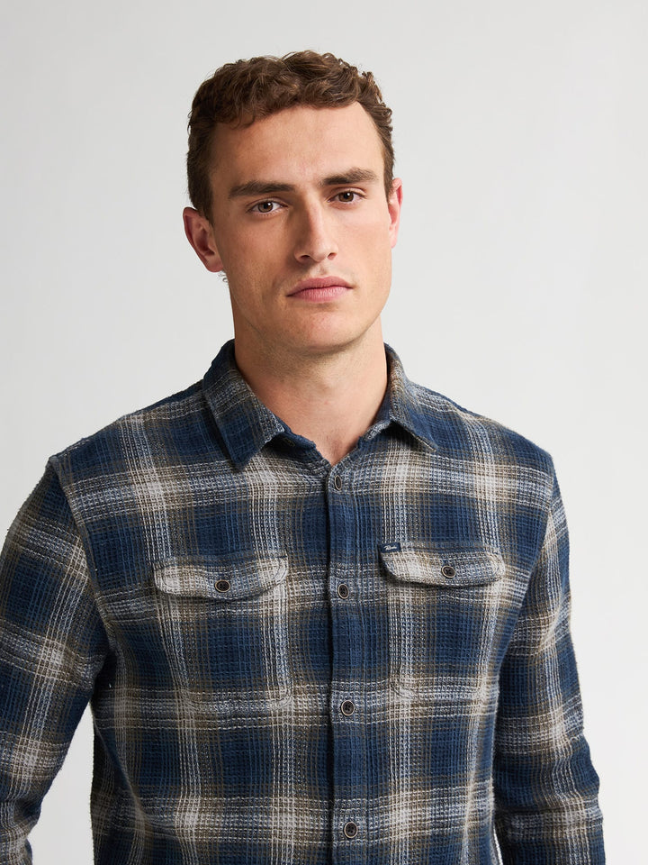Petrol men M-3050-SIL422 overhemd l/m – heren - Blauw Dessin