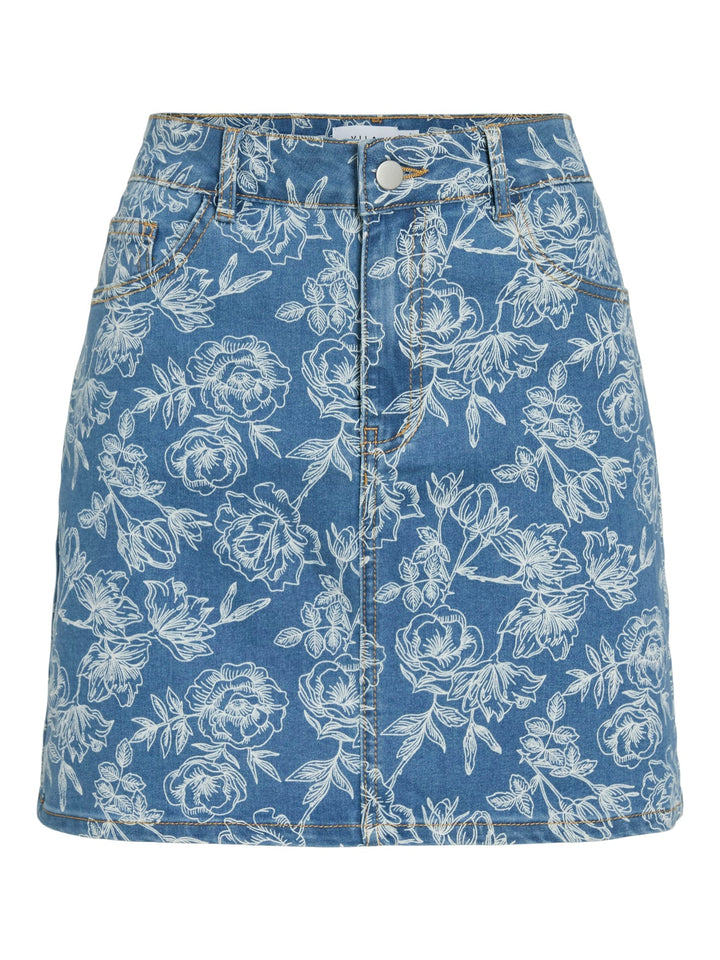 Vila 14111054 Chia rok kort dames blauw dessin