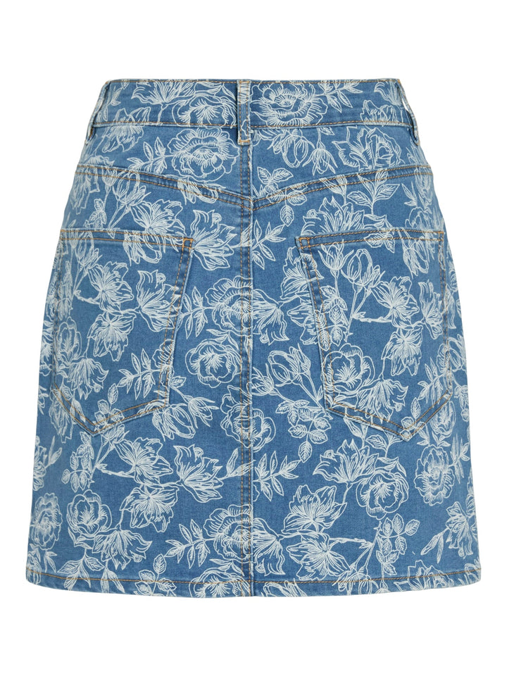 Vila VICHIA HW MINI FLOWER SKIRT – korte rok dames - Blauw Dessin
