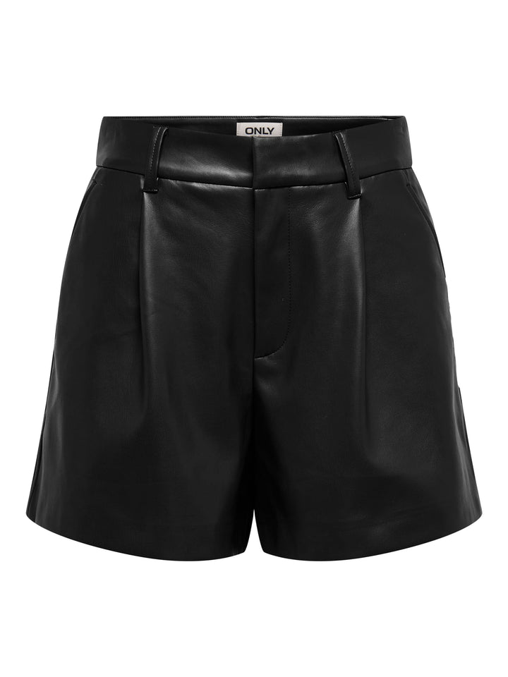 Only 15351265 Smooth short (imitatie) leer zwart – dames