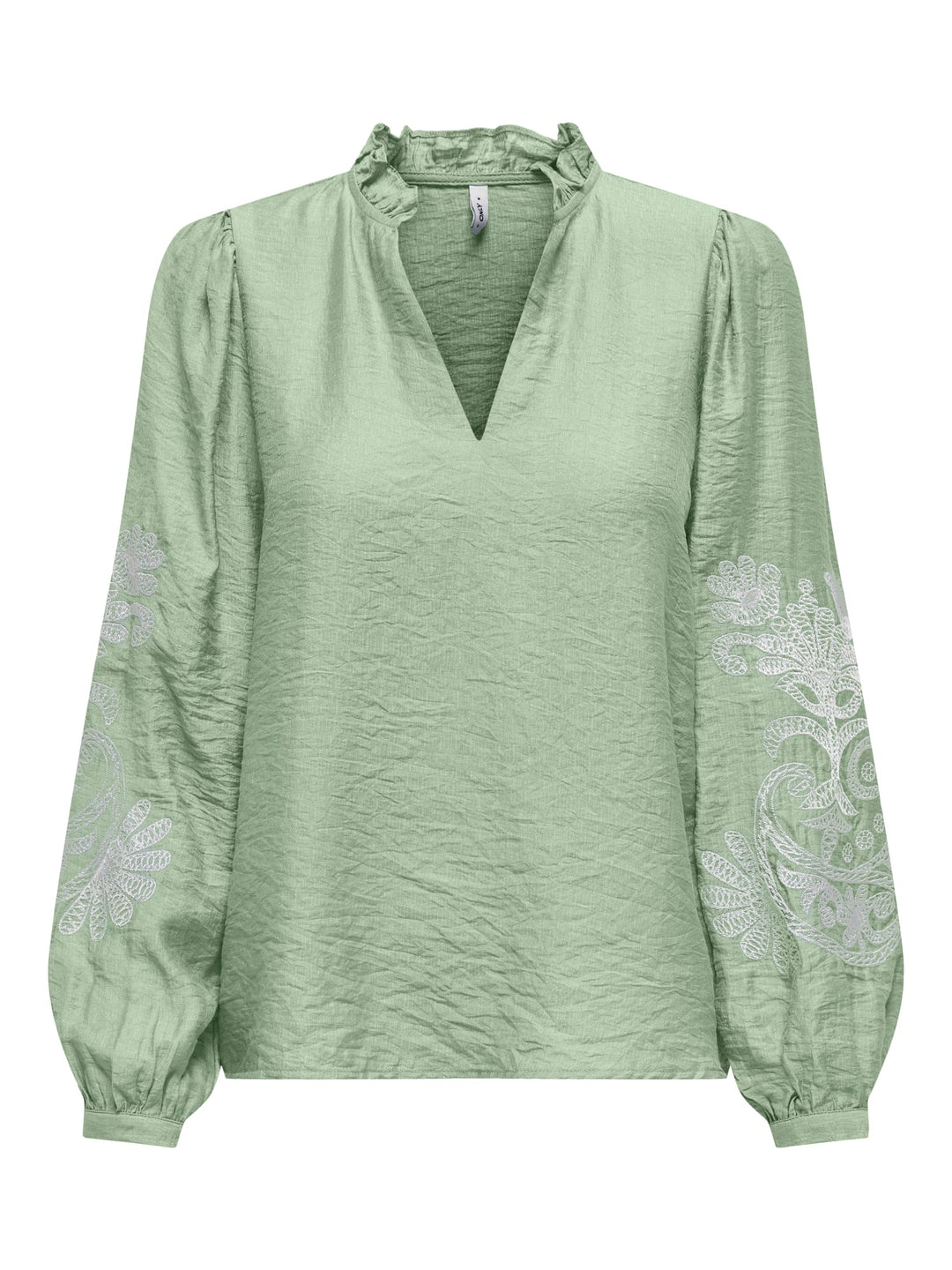 Only ONLNEW MALOU L/S EMB TOP mint – dames top