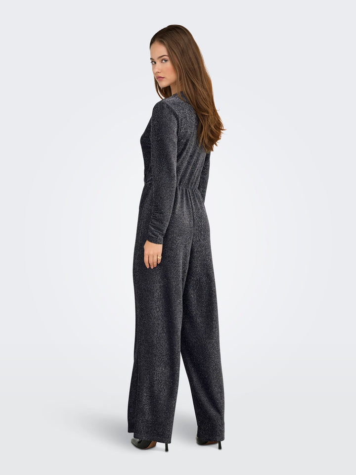Only ONLRICH L/S GLITTER JUMPSUIT JRS zilverkleurig – dames