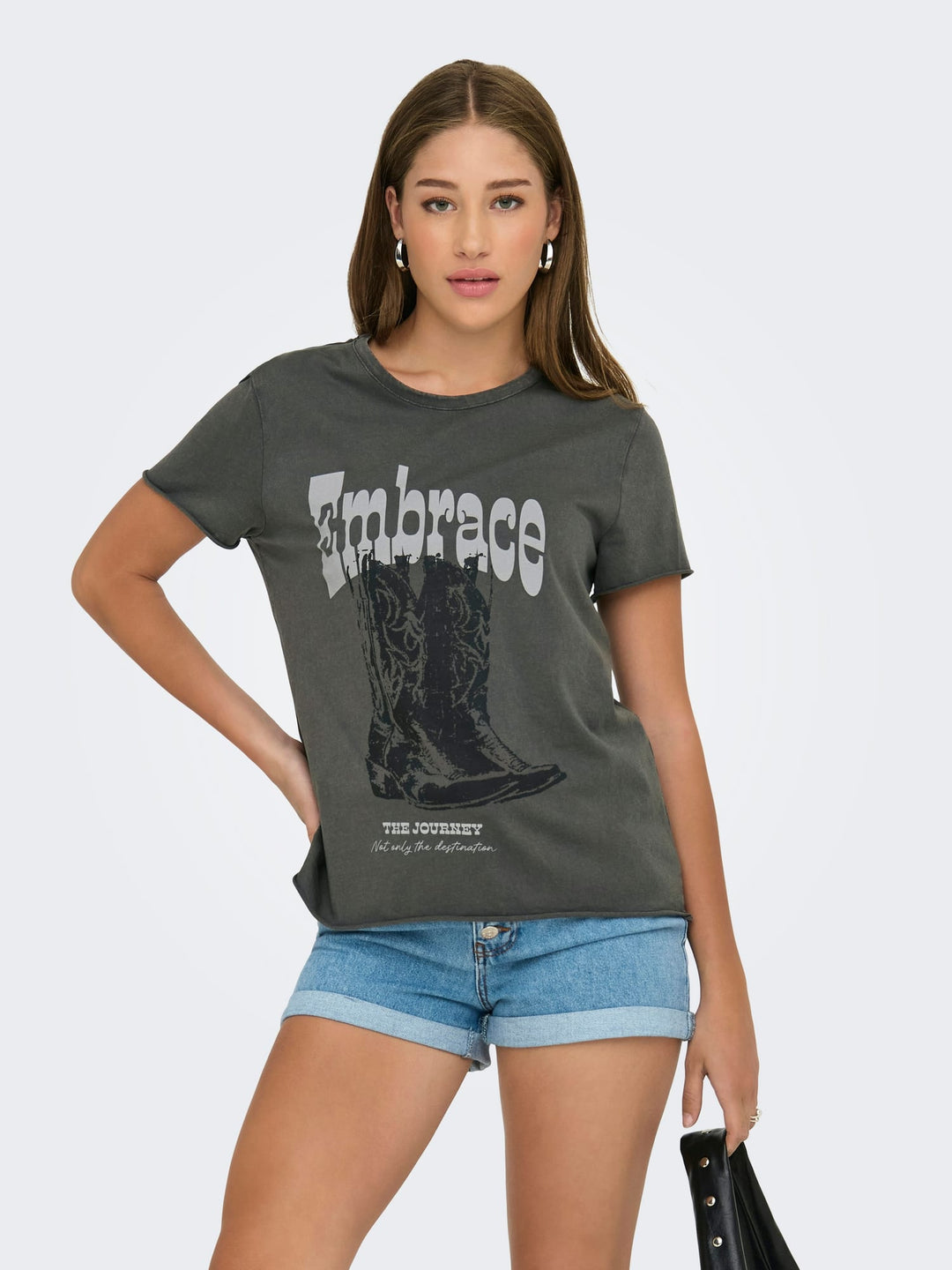 Only 15215721 Lucy t-shirt k/m dames – steel