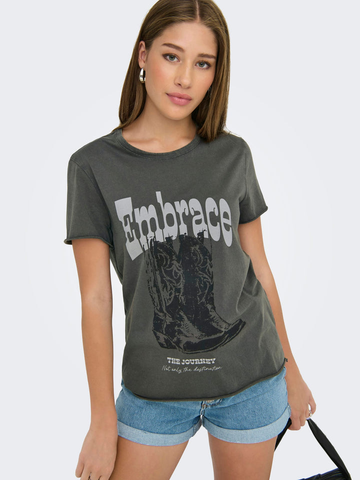 Only 15215721 Lucy t-shirt k/m dames – steel
