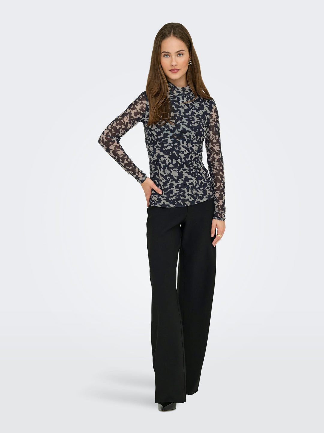Only 15141298 Erica top l/m dames – grijs dessin