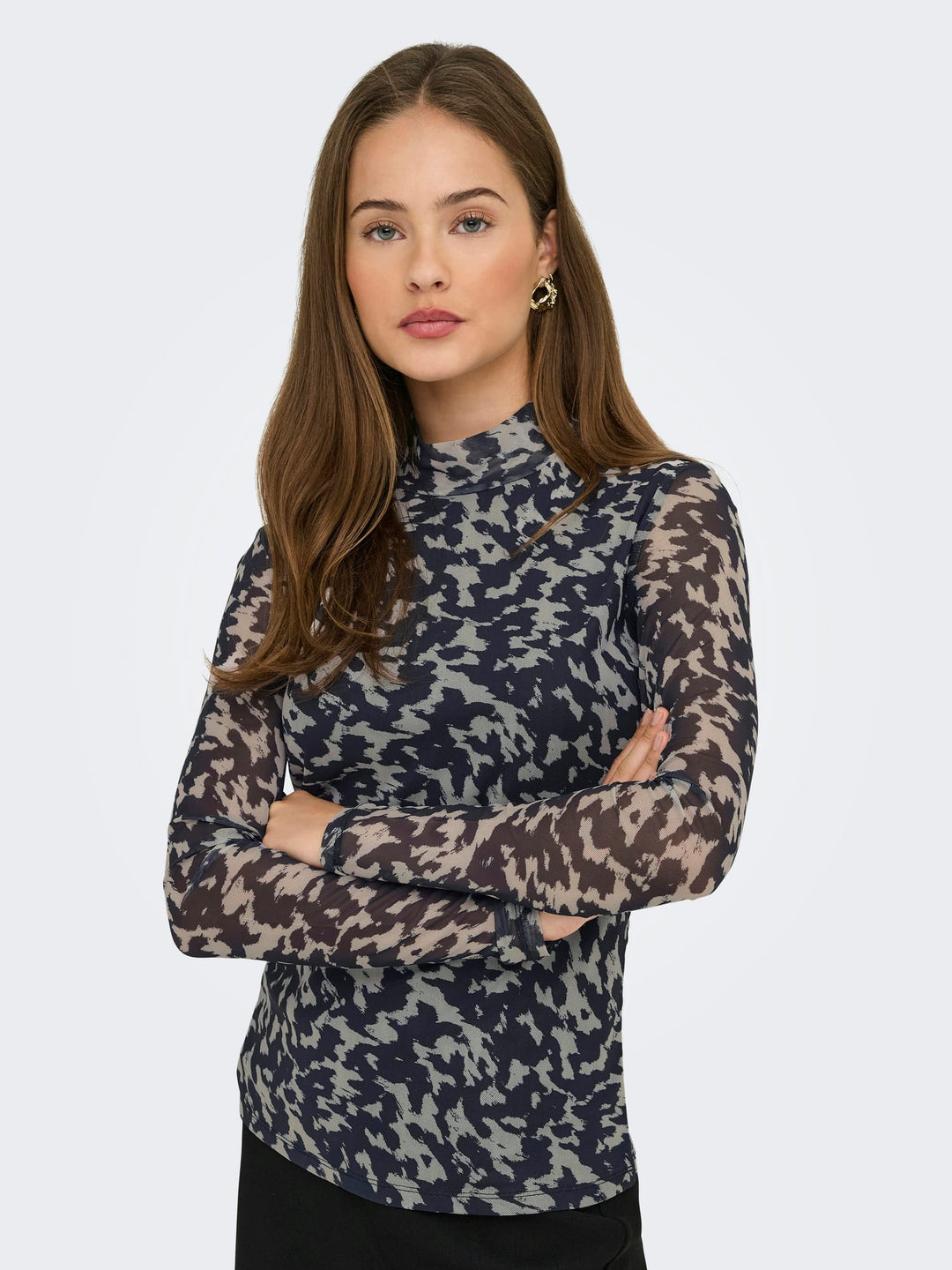 Only 15141298 Erica top l/m dames – grijs dessin