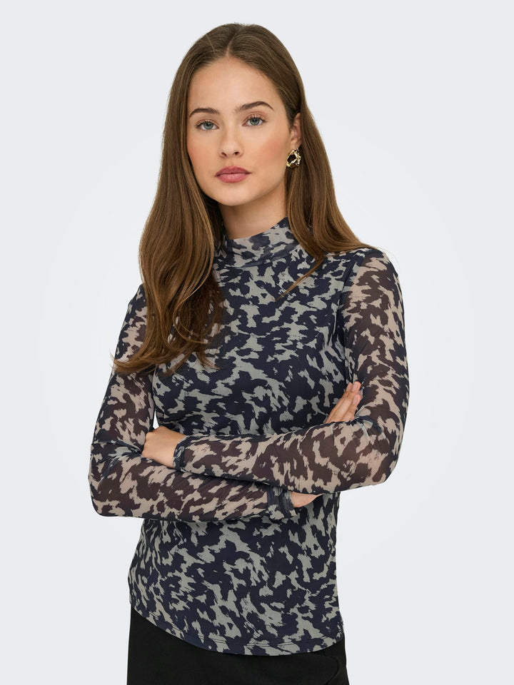 Only 15141298 Erica top l/m dames – grijs dessin