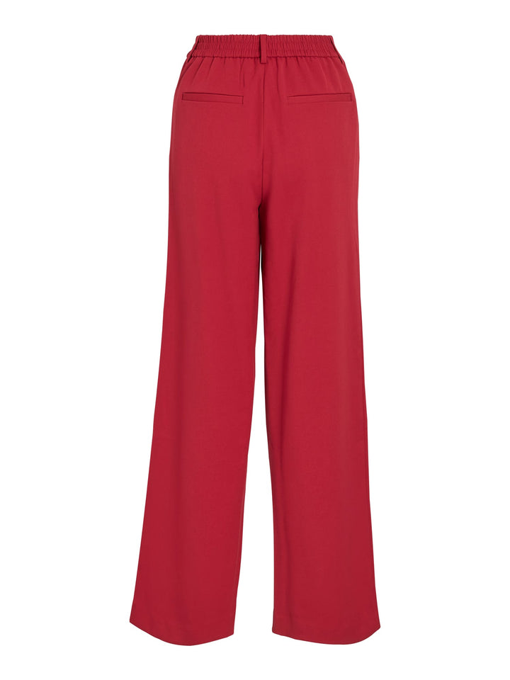 Vila VIVARONE HW WIDE PANT - Broek met wijde pijpen - Rood