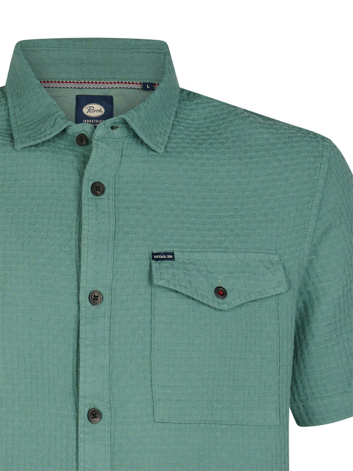 Petrol men M-1060-SIS409 overhemd k/m – heren - Oud Groen