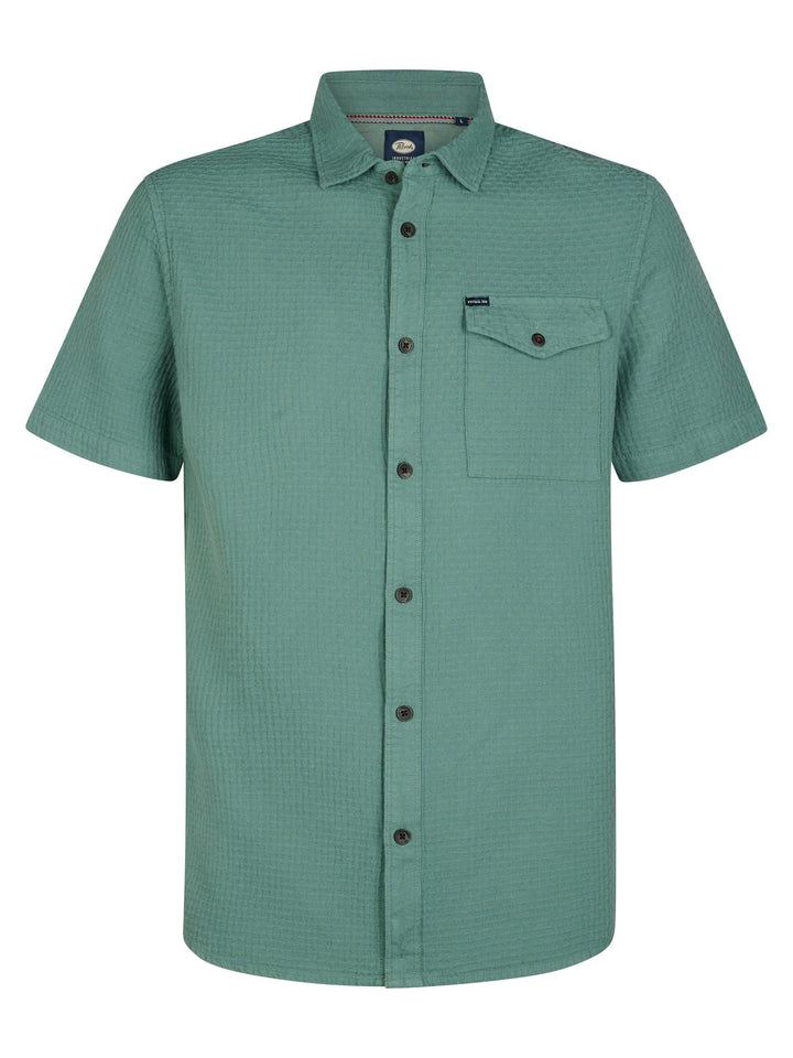 Petrol men M-1060-SIS409 overhemd k/m – heren - Oud Groen