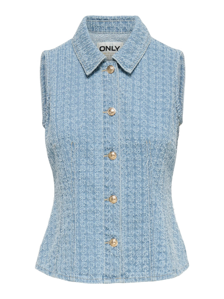 Only ONLTYLAR S/L DNM BOUCLE WAISTCOAT – gilet denim dames - Lichtblauw