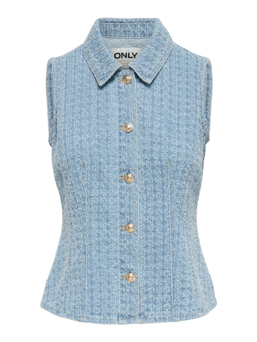 Only ONLTYLAR S/L DNM BOUCLE WAISTCOAT lichtblauw – dames