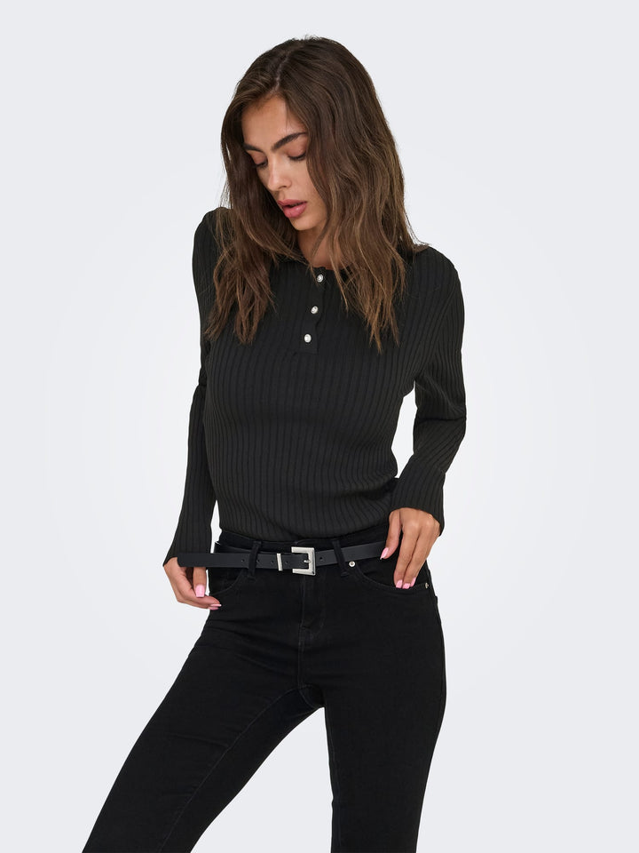 Only 15355354 Elisa polo l/m dames - zwart