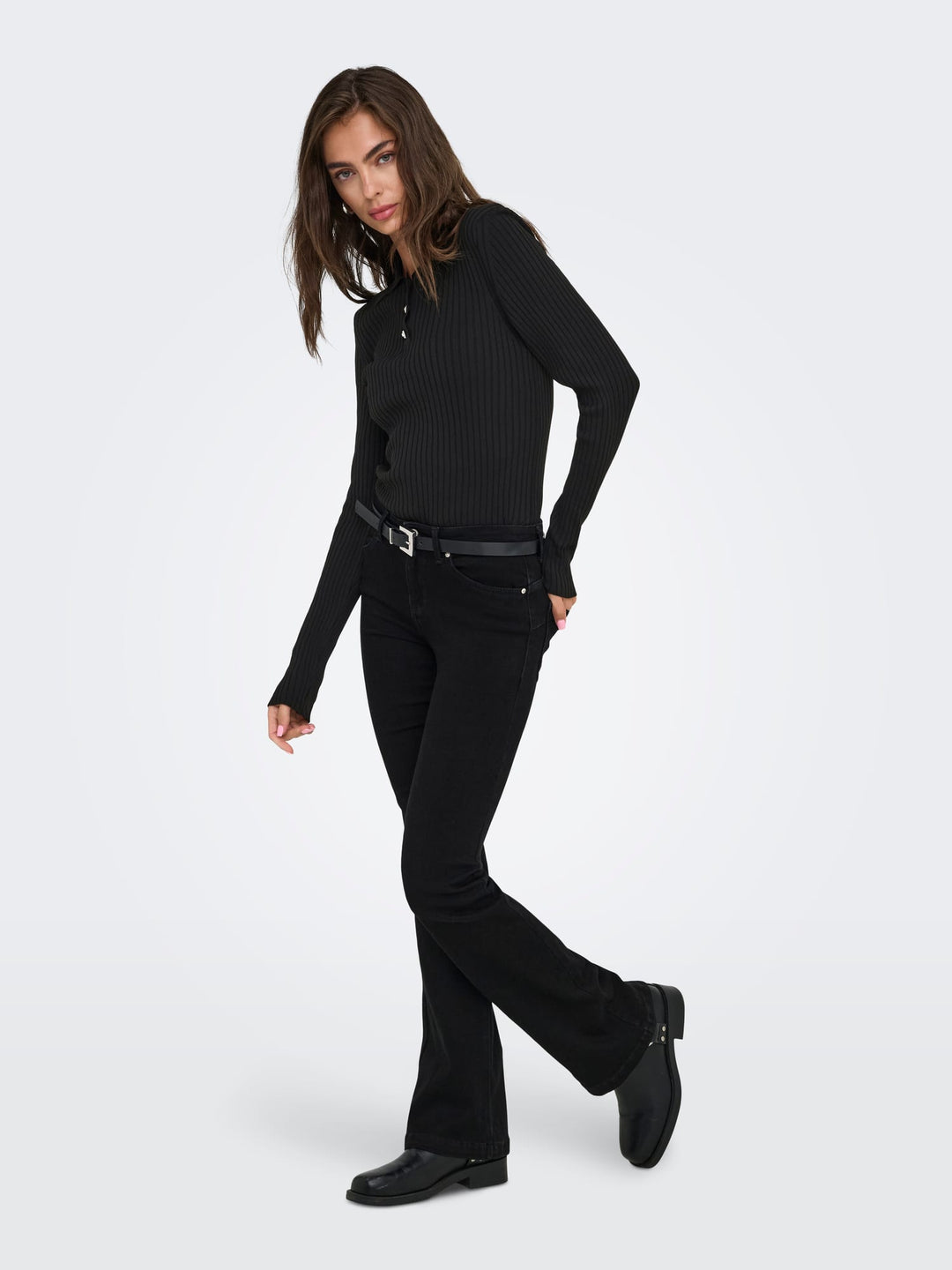 Only 15355354 Elisa polo l/m dames - zwart