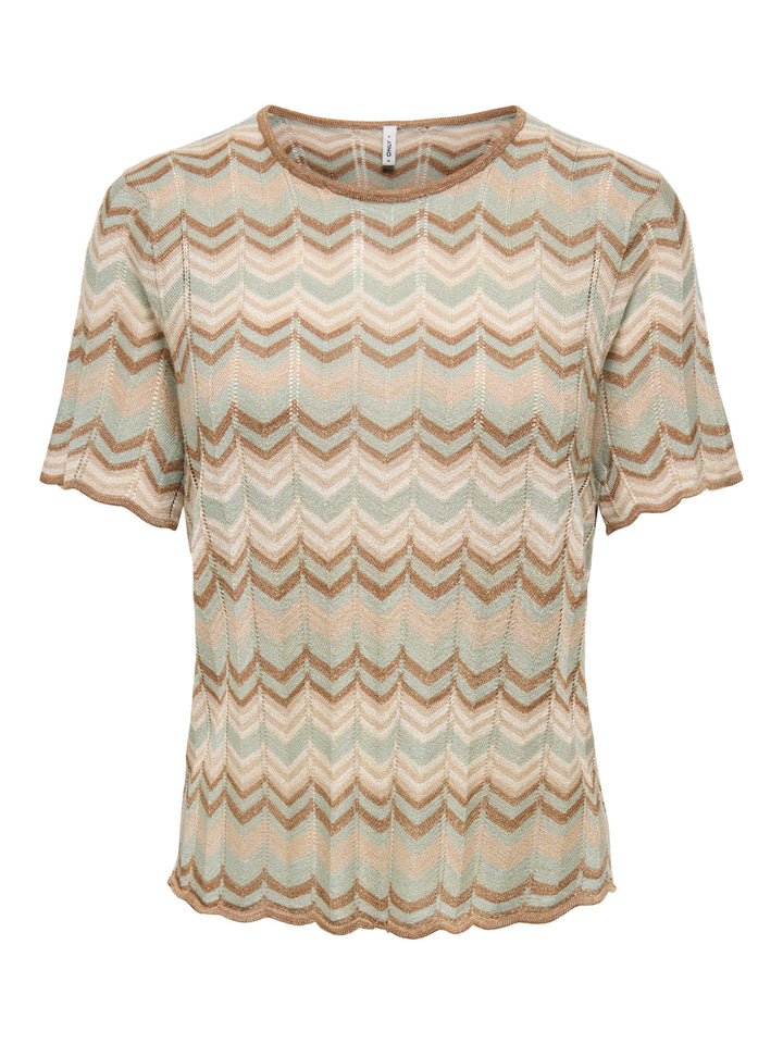 Only 15369998 Aster gebreid T-shirt groen dessin – dames