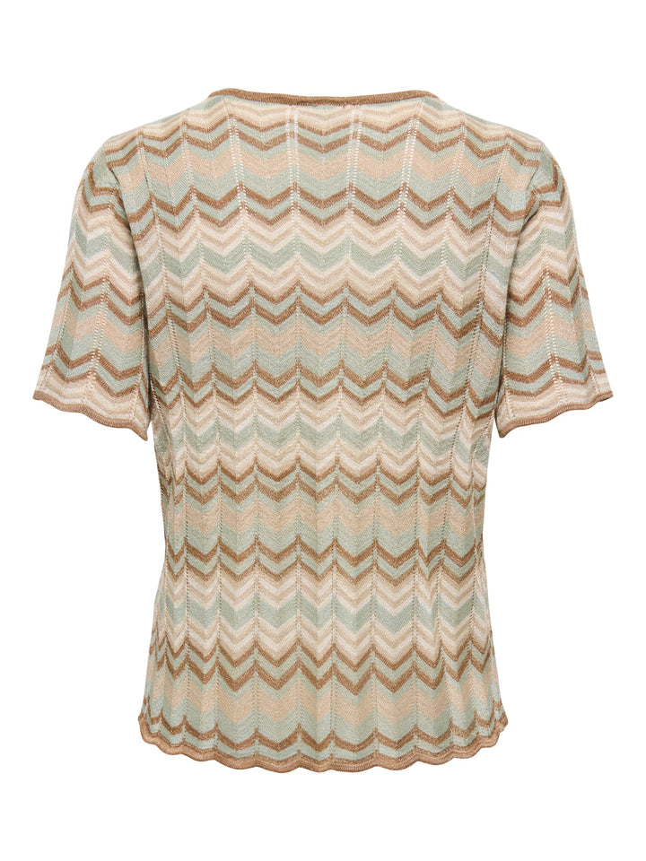 Only Aster gebreid T-shirt groen dessin – dames